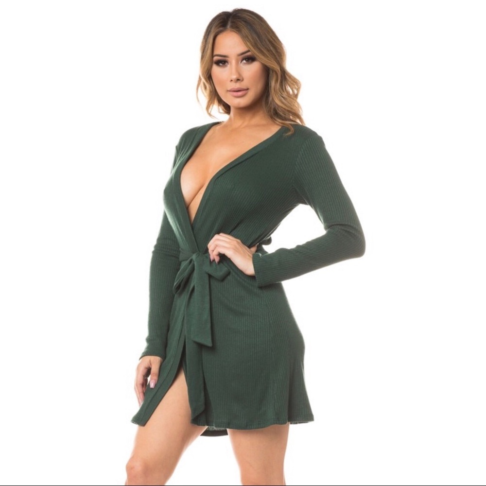 Tie Waist Rib Cardigan/ Dress